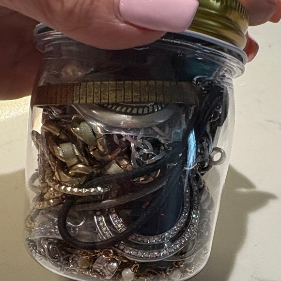 Assorted Jewelry in plastic Jar with Gold Lid 1 - Picture 6 of 7